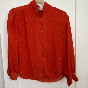 Vintage orange button down blouse